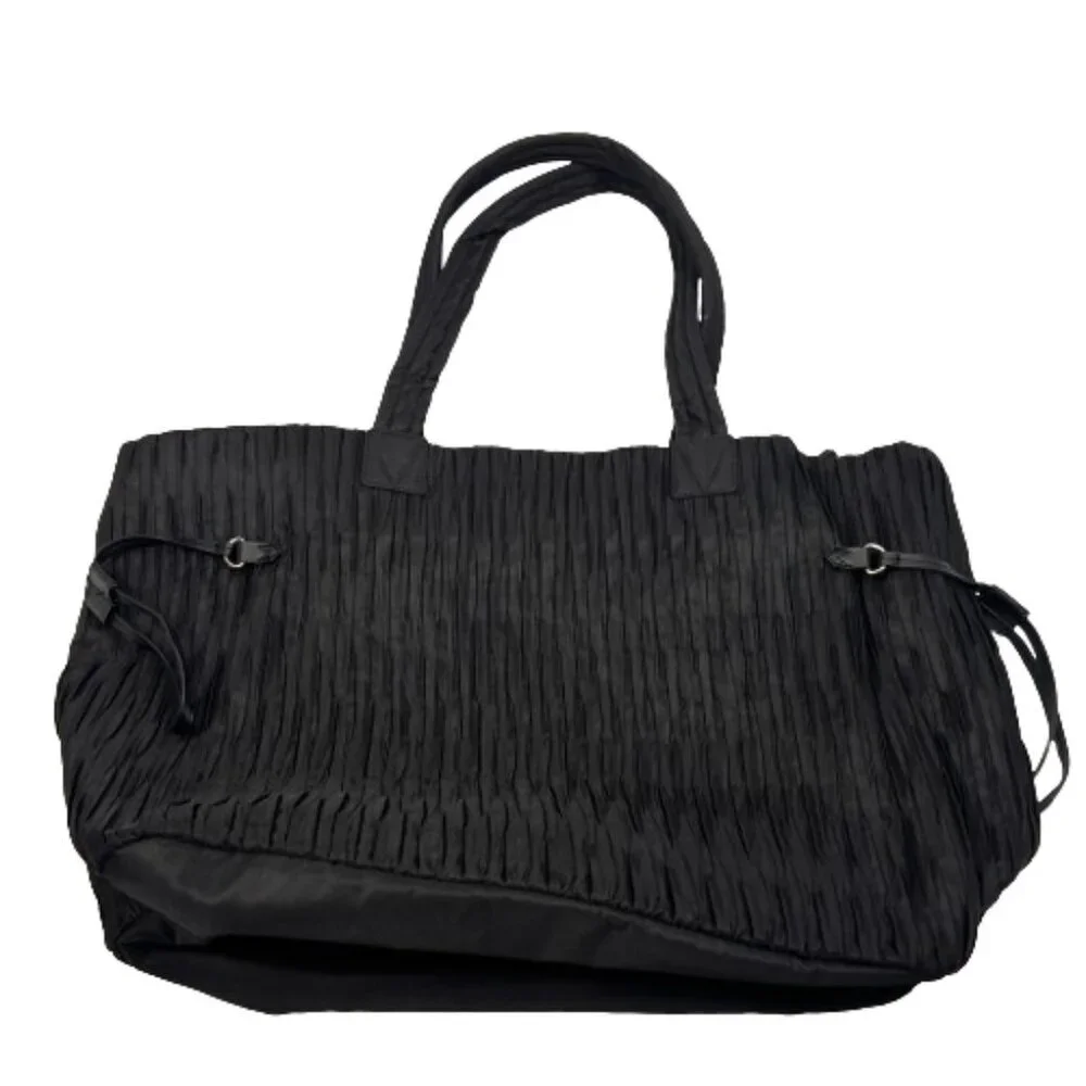 Victoria's Secret Womens Tote Bag Crinkle Nylon‎ Black Travel Vacation Weekend